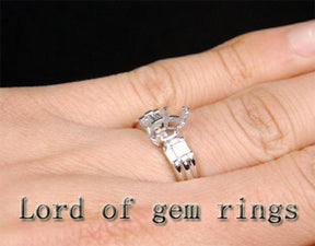 VS Diamond Engagement Semi Mount Ring 14K White Gold Setting Pear 6x8mm - Lord of Gem Rings - 4