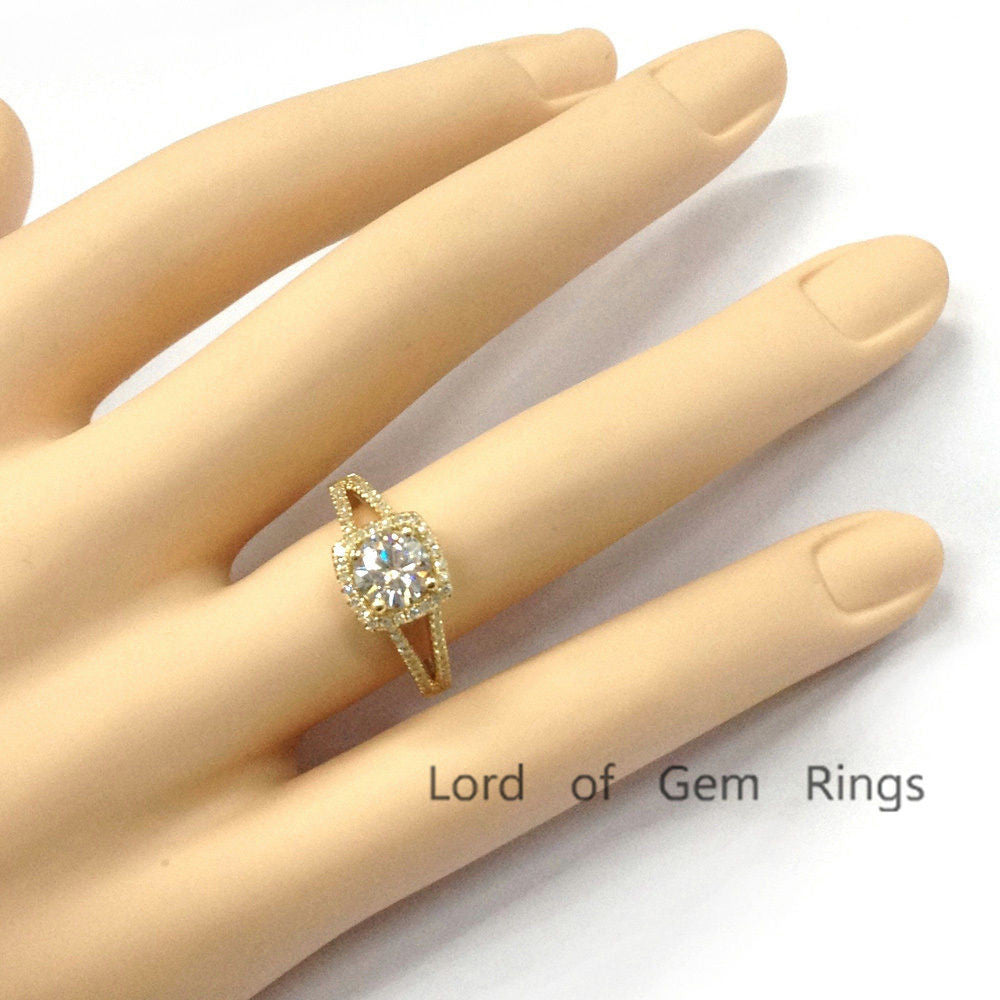Reserved for robjobu74 Round Forever Brilliant Moissanite Engagement Ring Pave Diamond Wedding 14K White Gold - Lord of Gem Rings - 6