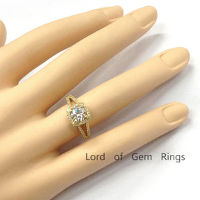 Reserved for robjobu74 Round Forever Brilliant Moissanite Engagement Ring Pave Diamond Wedding 14K White Gold - Lord of Gem Rings - 6
