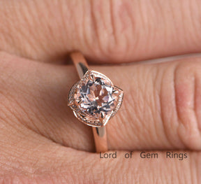 Reserved for stgodrics2 Round Moissanite Engagement Ring Pave Diamond Wedding 14K Rose Gold - Lord of Gem Rings - 5