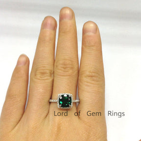 Reserved for Neil, exchange, Cushion Emerald Engagement Ring - Lord of Gem Rings - 4