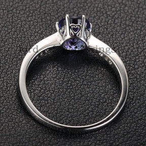 Reserved for Beau  repair and shipping, Round Tanzanite Engagement Ring - Lord of Gem Rings - 4