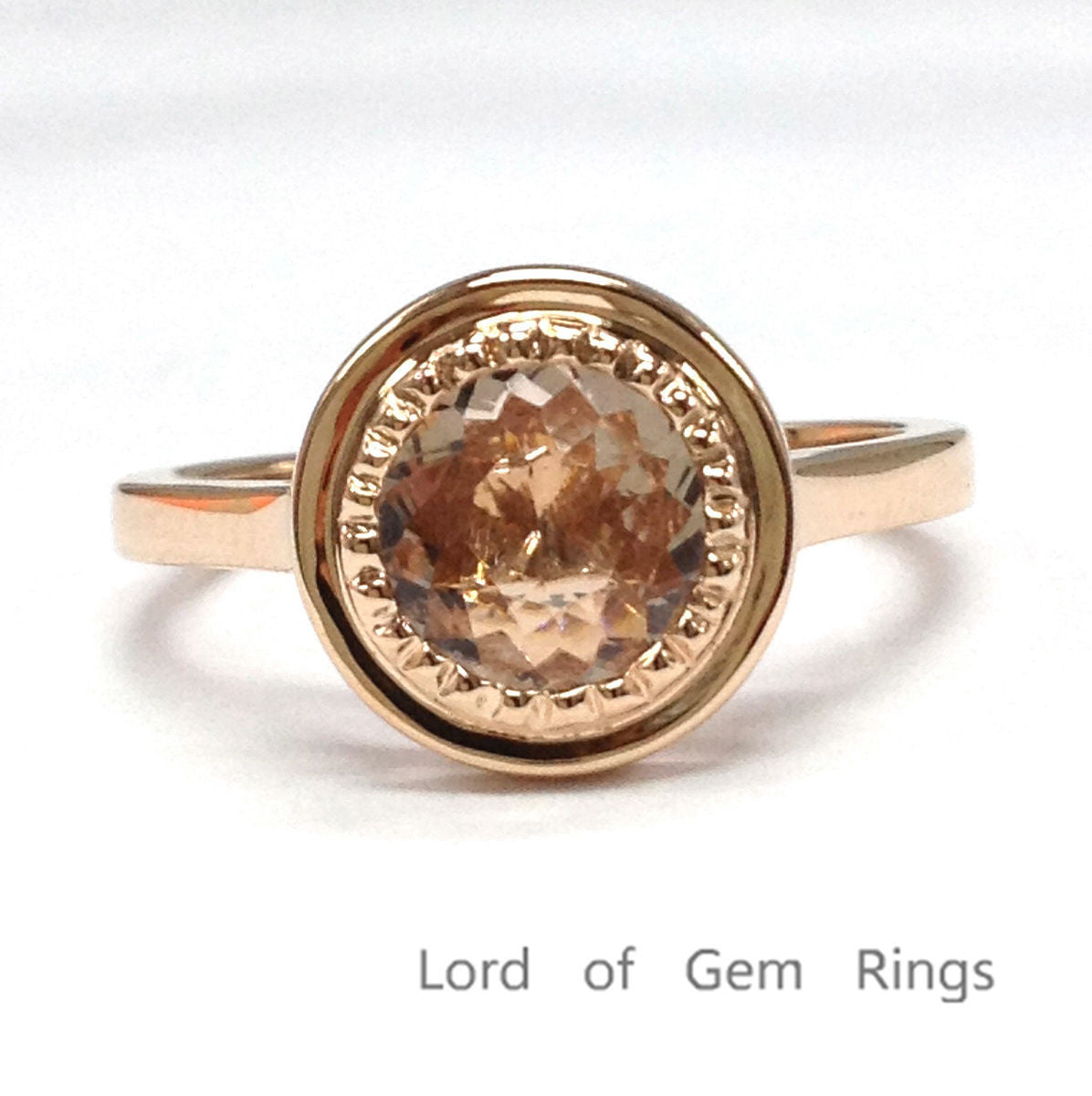 Reserved for Sarah Roud London Blue Topaz Ring 10K Rose Gold Bezel - Lord of Gem Rings - 4