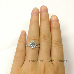 Reserved for Brandi Custom Diamond Engagement Ring Bridal Set Pave Diamonds Wedding 18K White Gold - Lord of Gem Rings - 4