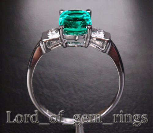 Oval Emerald Engagement Ring Pave Diamond Wedding 14k White Gold - Lord of Gem Rings - 4