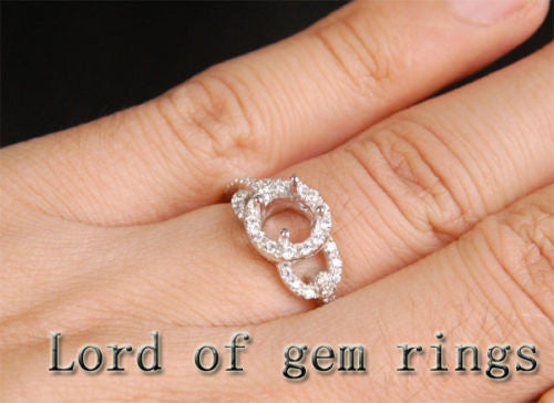 Diamond Engagement Semi Mount Ring 14K White Gold Setting Round 6mm - Lord of Gem Rings - 4