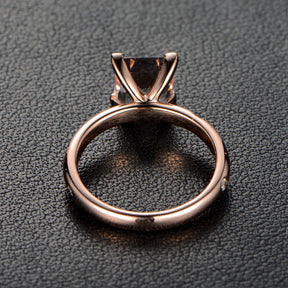 Princess Morganite Engagement Ring Moissanite 14K Rose Gold 6.5mm - Lord of Gem Rings - 4