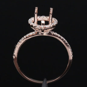 Diamond Engagement Semi Mount Ring 14k rose gold Setting Round 6.5mm - Lord of Gem Rings - 4