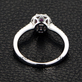 Round Pink Sapphire Engagement Ring Pave Diamond Wedding 14K White Gold 5mm - Lord of Gem Rings - 4