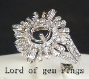 Unique Flower 6mm Round Cut 14K White Gold .68CT Diamond Engagement Semi Mount Setting - Lord of Gem Rings - 4