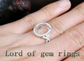 Reserved for  gloriagambale978,Cusot made semi mountt for 11.6 X 8.44 mm oval - Lord of Gem Rings - 4