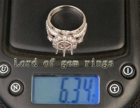 Unique 8mm Round Cut 14K White Gold 1.05CT Diamond Semi Mount Ring Setting 6.34g - Lord of Gem Rings - 5