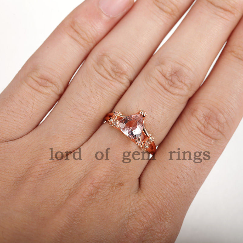 Reserved for sarah  Custom Trillion Diamond Engagement Ring Semi Mount 14K Rose Gold - Lord of Gem Rings - 5
