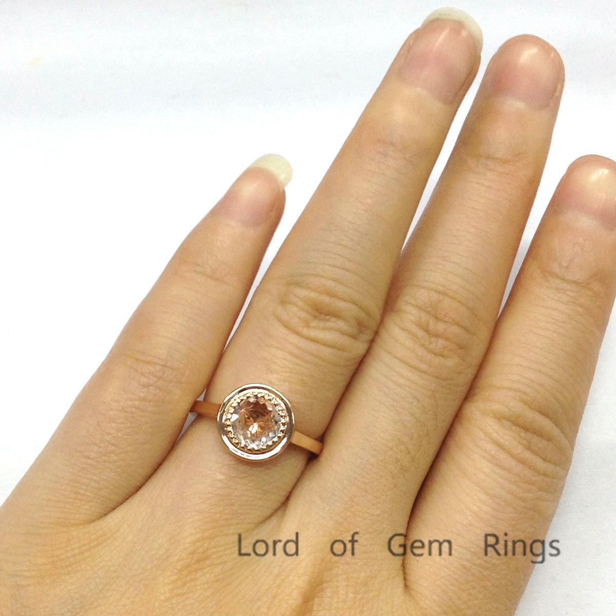 Reserved for Sarah Roud London Blue Topaz Ring 10K Rose Gold Bezel - Lord of Gem Rings - 5