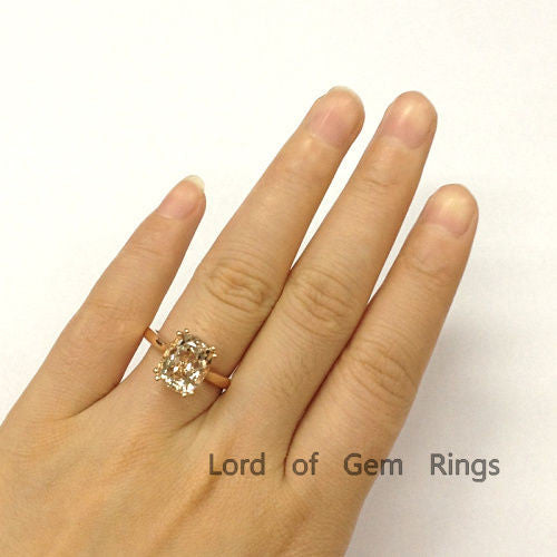 Cushion Morganite Engagement Ring 14K Rose Gold 9x11mm - Lord of Gem Rings - 5