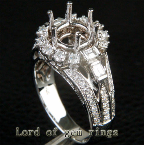 Unique 8mm Round Cut 14K White Gold 1.05CT Diamond Semi Mount Ring Setting 6.34g - Lord of Gem Rings - 6
