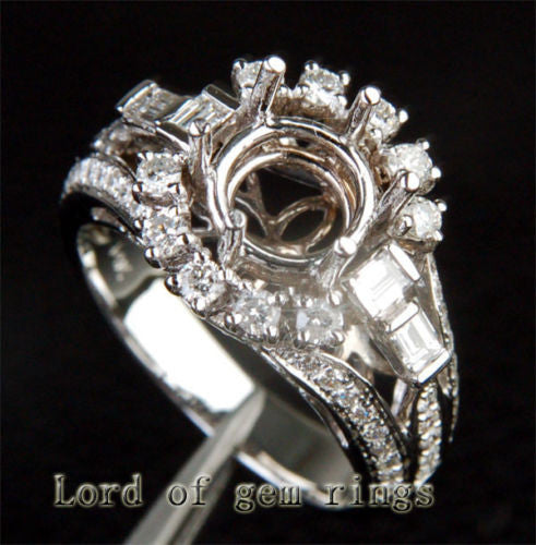Unique 8mm Round Cut 14K White Gold 1.05CT Diamond Semi Mount Ring Setting 6.34g - Lord of Gem Rings - 7