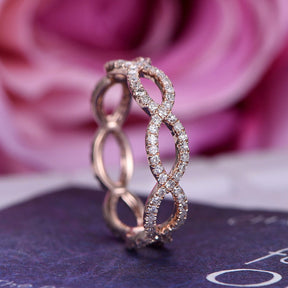 Reserved for Rebecca Contour Matching Band  Infinite Love Full Eternity Ring 14K Rose Gold