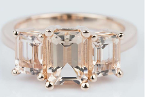 Reserved for ashley Emerald Cut Morganite  Engagement trellis Ring Bridal set 14K Rose Gold - Lord of Gem Rings - 2