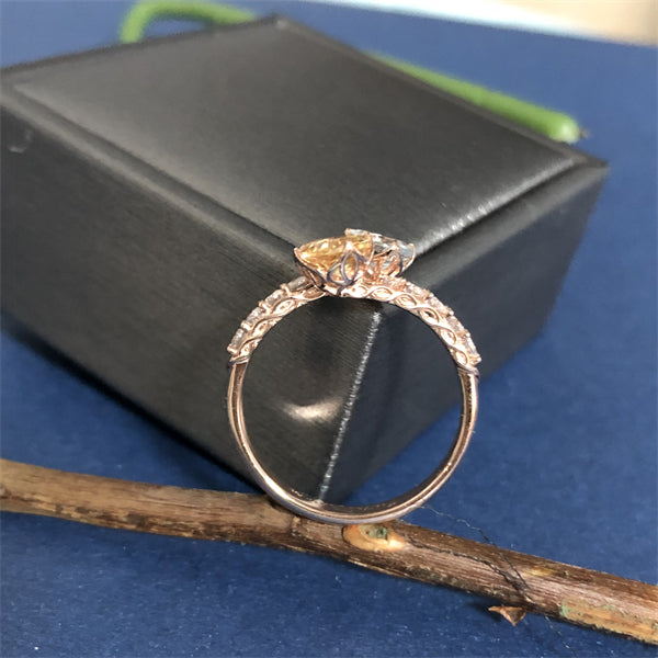 Two-stone Mother’s Ring Aquamarine & Citrine Bypass Ring 14K Rose Gold