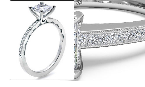Reserved for Cynthia Diamond Semi Mount Ring Diamond Uner Halo 14K White Gold