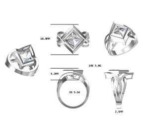 Reserved for Adam - Princess Diamond Semi Mount Engagement Ring Split Shank 14K White Gold