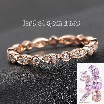 Reserved for nthnpo.efmu1lh Pave Diamond Wedding Ring 3/4 Eternity 14K Rose Gold - Lord of Gem Rings - 1