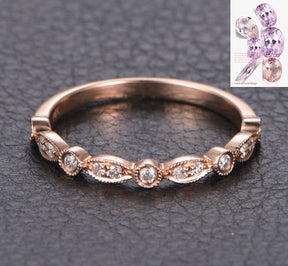 Pave Diamond Wedding Band Half Eternity Anniversary Ring 14K Rose Gold - Lord of Gem Rings - 1