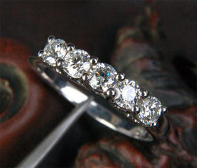 0.75ct.w Five Stone Diamond Wedding Ring in 14K White Gold