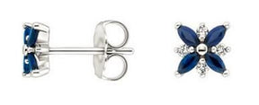 Reserved forElaine, Custom Sapphire & Diamond  Earrings 14K White Gold