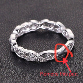Reserved For Kyla - Floral Leaf Eternity Diamond Sapphire Wedding Band Anniversary Ring 14K White Gold