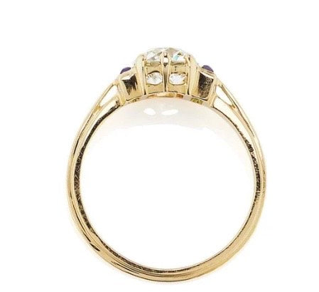 Reserved for KND-  Sapphire Three Stone Semi Mounting Ring 14K Two Tone Gold