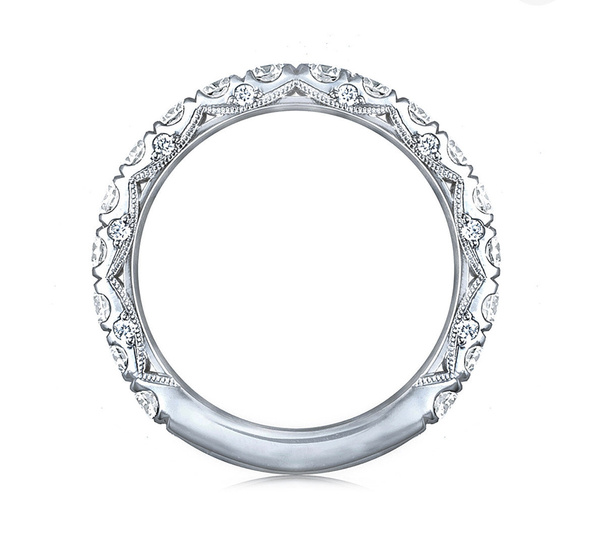 Reserved for KND - Diamond Matching Wedding Band Milgrains Platinum