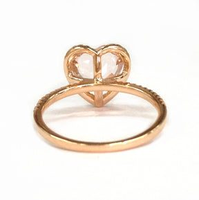 Heart Morganite Engagement Ring Pave Diamond Wedding 14K Rose Gold 9mm - Lord of Gem Rings - 3