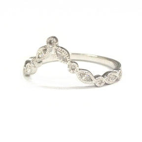 Diamond Wedding Band Chevron E Anniversary Ring 14K White Gold - Lord of Gem Rings - 4