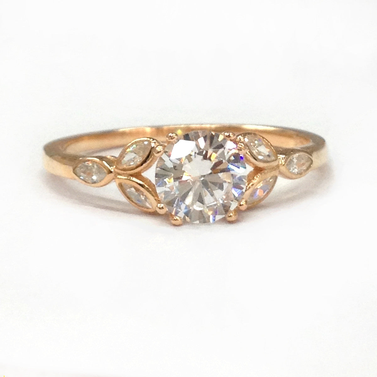 Reserved for AAA-Engagement Semi Mount Ring Marquise Diamond  14K Rose Gold 6.5mm Round