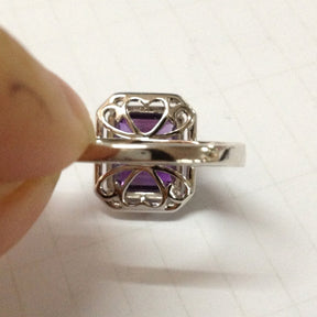 Reserved for Luigi 2nd payment, Custom  Emerald Cut Amethyst Engagement Ring 14k White Gold