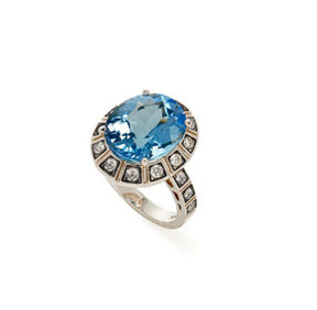 Reserved for KND: London Blue Topaz Engagement Ring 14K White Gold
