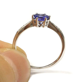 Round Tanzanite Engagement Ring Pave VS Diamond Wedding 14K White Gold 7mm - Lord of Gem Rings - 3