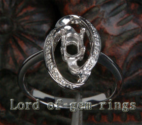 Unique 4x6mm Oval Cut  Engagement Semi Mount Ring in 14K White Gold Diamonds 3.02g! - Lord of Gem Rings - 4