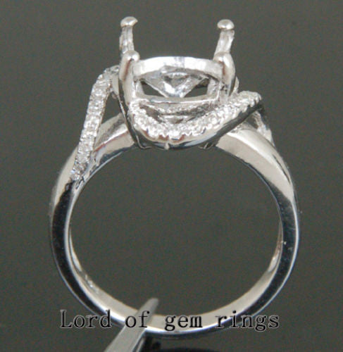 Unique 10-11mm Round 14K White Gold .22ct Diamonds Engsagement Semi Mount Rings - Lord of Gem Rings - 2