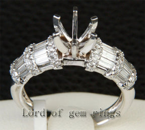Diamond Engagement Semi Mount Ring 14K White Gold Setting Round 6.3-6.7mm Channel - Lord of Gem Rings - 3