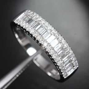Baguette/Round DIAMOND WEDDING BAND ENGAGEMENT RING 14K WHITE GOLD 1.37ct - Lord of Gem Rings - 6
