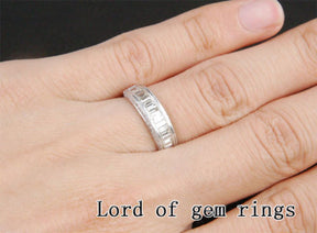 Baguette Diamond Wedding Band Engagement Ring 14K White Gold 1.28CT Channel - Lord of Gem Rings - 3