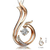 Unique Phoenix Design Diamond Pendant Necklace in 9K/18K Rose Gold White Gold - Lord of Gem Rings - 1