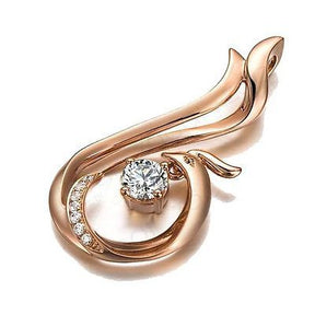 Unique Phoenix Design Diamond Pendant Necklace in 9K/18K Rose Gold White Gold - Lord of Gem Rings - 2