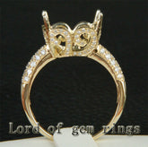 Reserved for Sandra, Diamond Engagement Semi Mount 14K White  Gold Setting Emerald 16mm - Lord of Gem Rings - 2