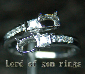 Unique 3x5mm Oval Cut Engagement Semi Mount Ring 14K White Gold Channel Diamonds - Lord of Gem Rings - 3