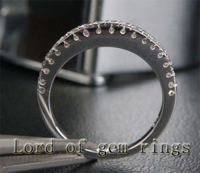 Diamond Wedding Band Half Eternity Anniversary Ring 14K White Gold - Lord of Gem Rings - 3