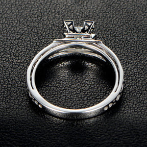 Round Moissanite Engagement Ring Diamond 18K White Gold Art Deco Filigree Hand Engraved - Lord of Gem Rings - 4